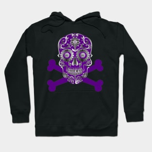 Purple Sugar Skull Day Of The Dead Skull And Crossbones Hoodie